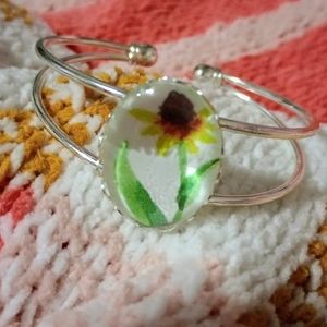 Handmade sunflower bangle bracelet